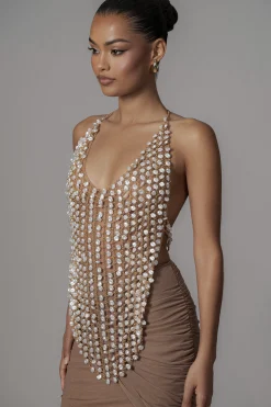 JLUXLABEL Gold Into The Sea Pearl Top