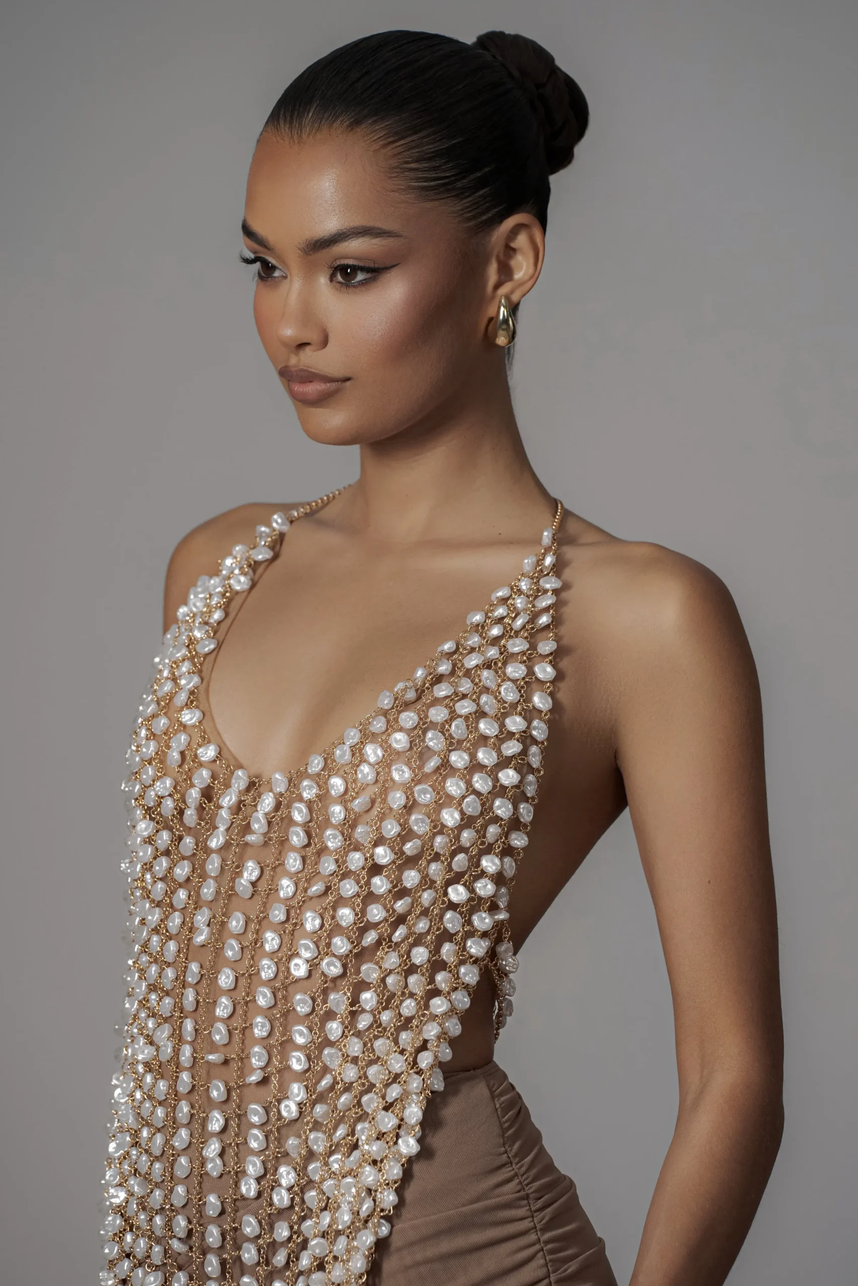 JLUXLABEL Gold Into The Sea Pearl Top