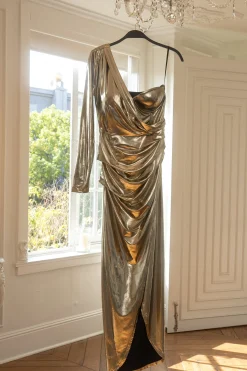 JLUXLABEL Gold Kaleah Metallic Maxi Dress