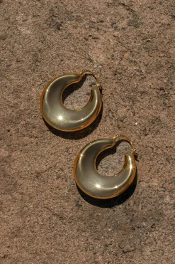 JLUXLABEL Gold Look Out Hoop Earrings