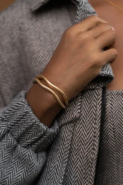 JLUXLABEL Gold Matte Cuff Bracelet