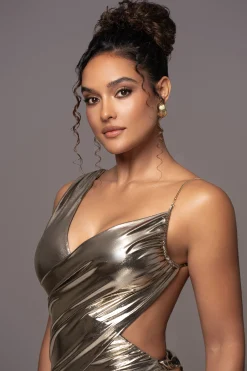 JLUXLABEL Gold Metallic Belle Maxi Dress