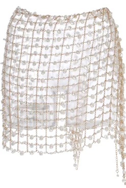 JLUXLABEL Gold Ocean Oasis Pearl Chainmail Skirt