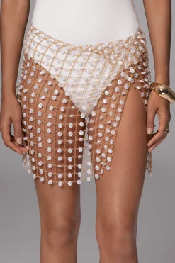 JLUXLABEL Gold Ocean Oasis Pearl Chainmail Skirt