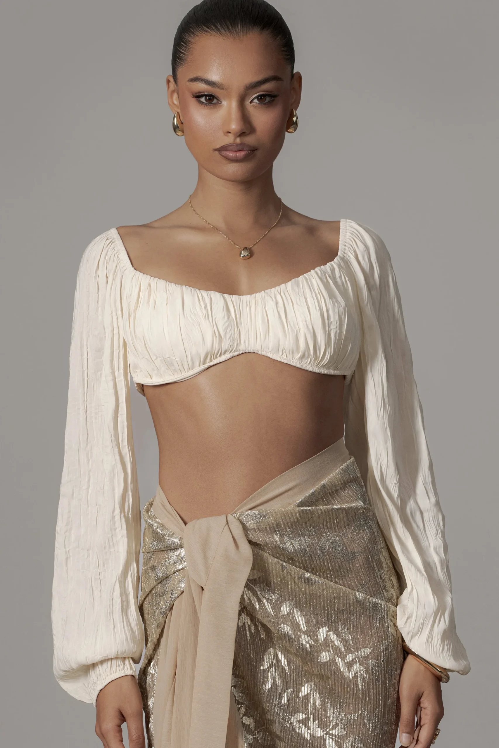 JLUXLABEL Gold Positano Printed Sarong Skirt