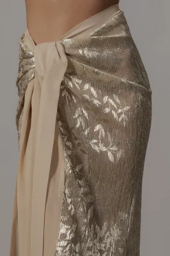 JLUXLABEL Gold Positano Printed Sarong Skirt