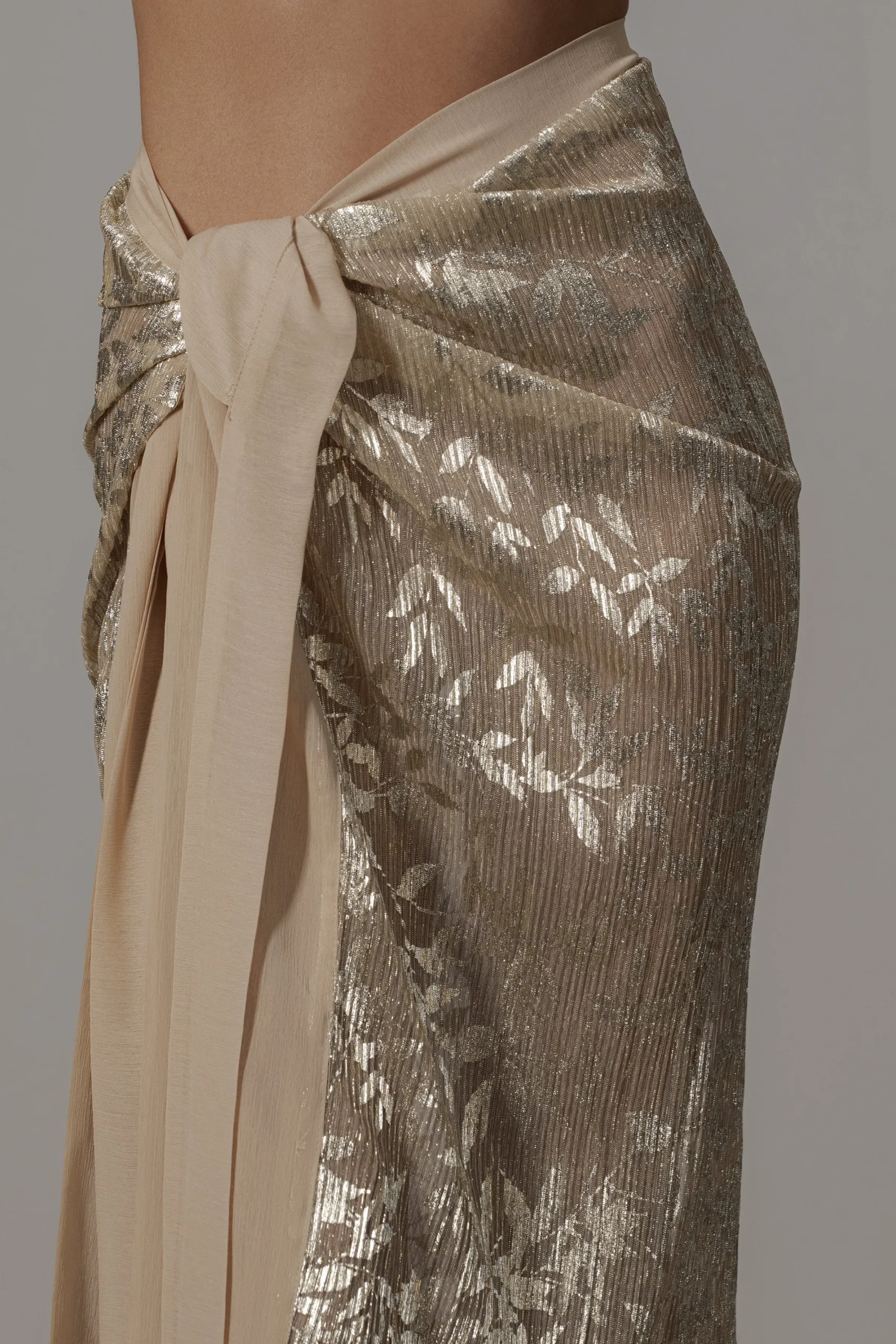 JLUXLABEL Gold Positano Printed Sarong Skirt