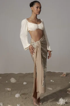 JLUXLABEL Gold Positano Printed Sarong Skirt