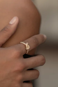 JLUXLABEL Gold Reo Paved Ring
