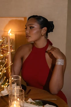 JLUXLABEL Gold Rhinestone Multi Layered Bracelet