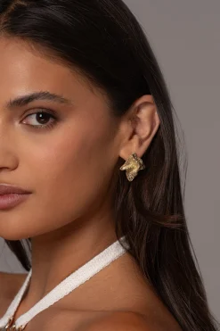 JLUXLABEL Gold Roma Textured Earrings