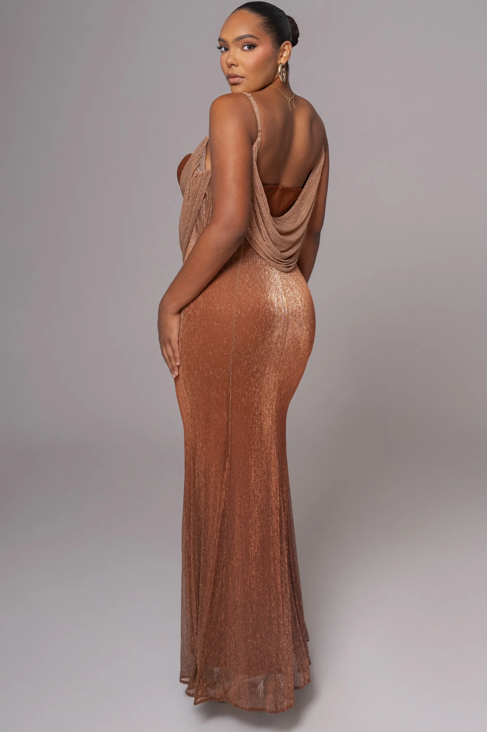 JLUXLABEL Gold Shimmery Nights Maxi Dress