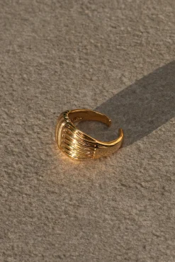 JLUXLABEL Gold Texture Open Ring