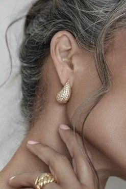 JLUXLABEL Gold Timeless Paved Earrings