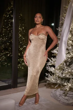 JLUXLABEL Gold Twilight Elegance Maxi Dress