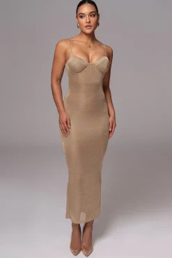 JLUXLABEL Gold Twilight Elegance Maxi Dress