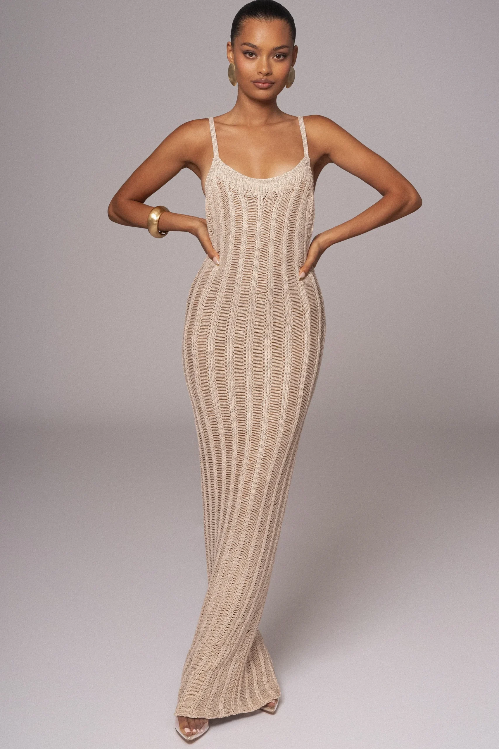 JLUXLABEL Gold Unwind And Reset Maxi Dress