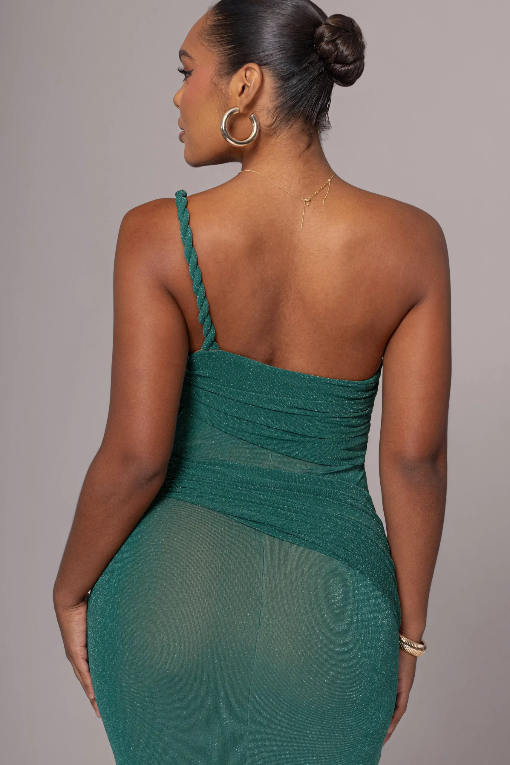 JLUXLABEL Green Alari One Shoulder Maxi Dress