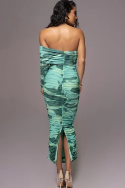 JLUXLABEL Green Capri Ruched Dress