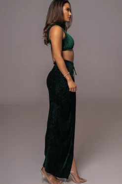 JLUXLABEL Green Chosen One Velvet Skirt Set