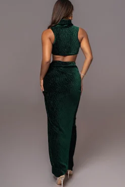 JLUXLABEL Green Chosen One Velvet Skirt Set