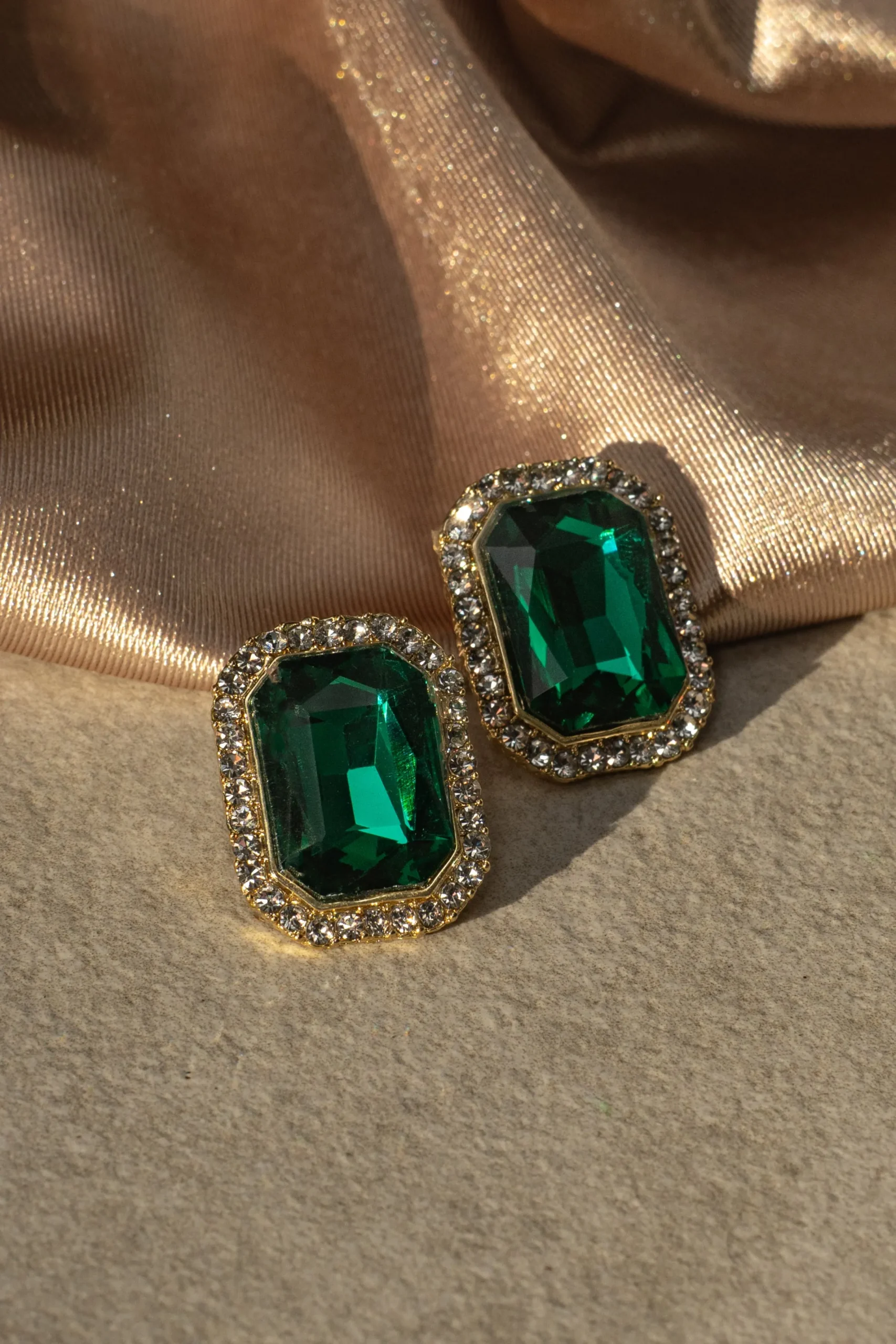 JLUXLABEL Green Emerald Earrings