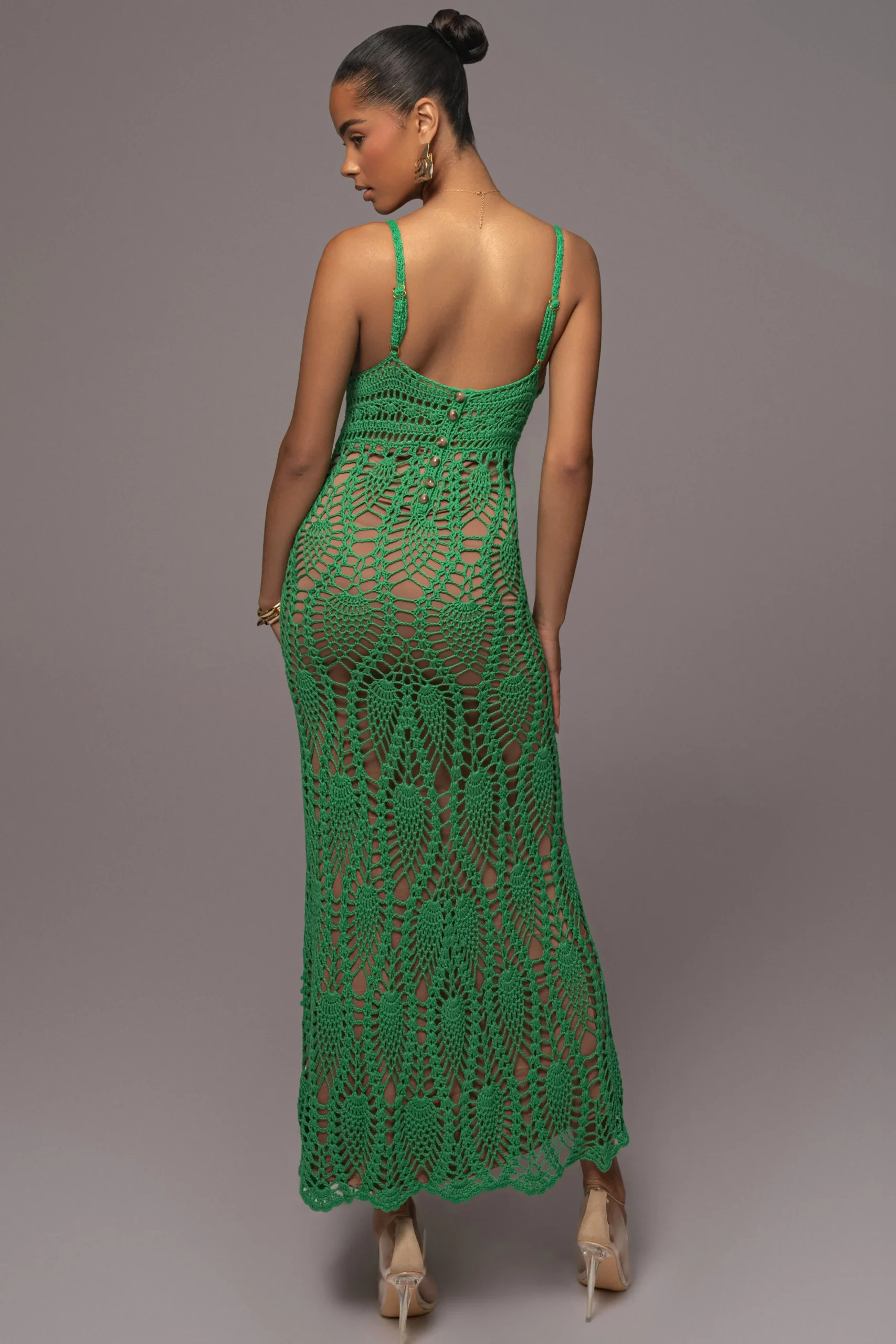 JLUXLABEL Green Great Escape Crochet Maxi Dress