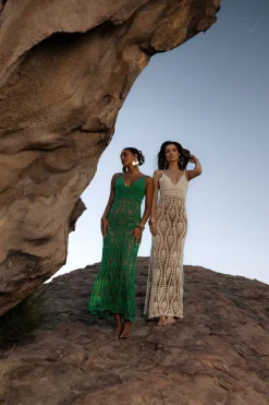 JLUXLABEL Green Great Escape Crochet Maxi Dress