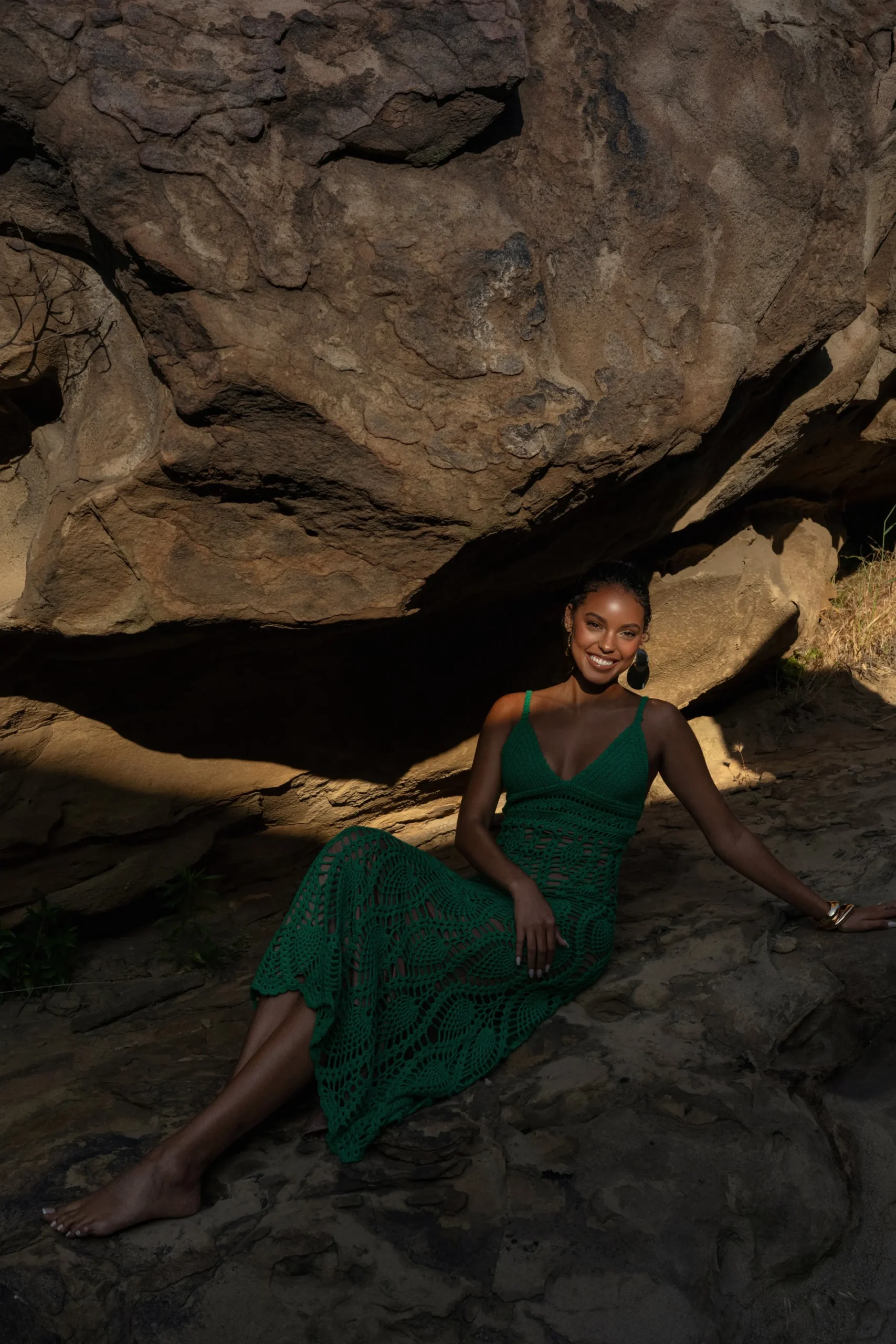 JLUXLABEL Green Great Escape Crochet Maxi Dress
