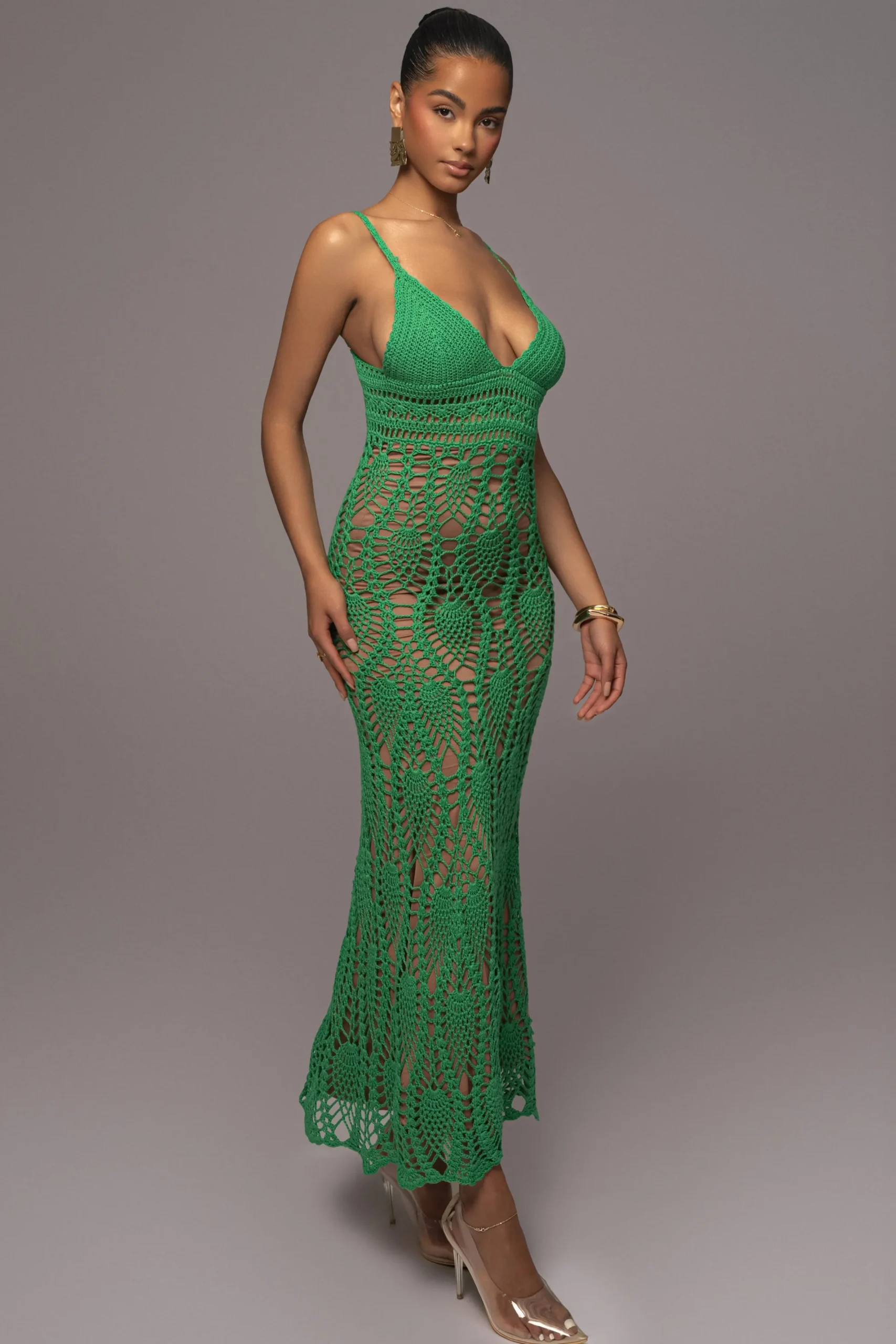 JLUXLABEL Green Great Escape Crochet Maxi Dress