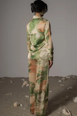 JLUXLABEL Green Hidden Gems Satin Pant Set