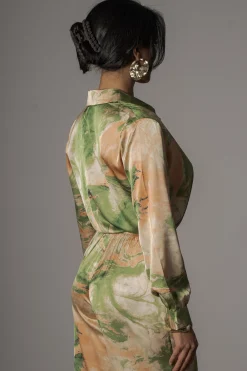 JLUXLABEL Green Hidden Gems Satin Pant Set
