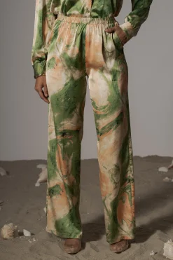 JLUXLABEL Green Hidden Gems Satin Pant Set