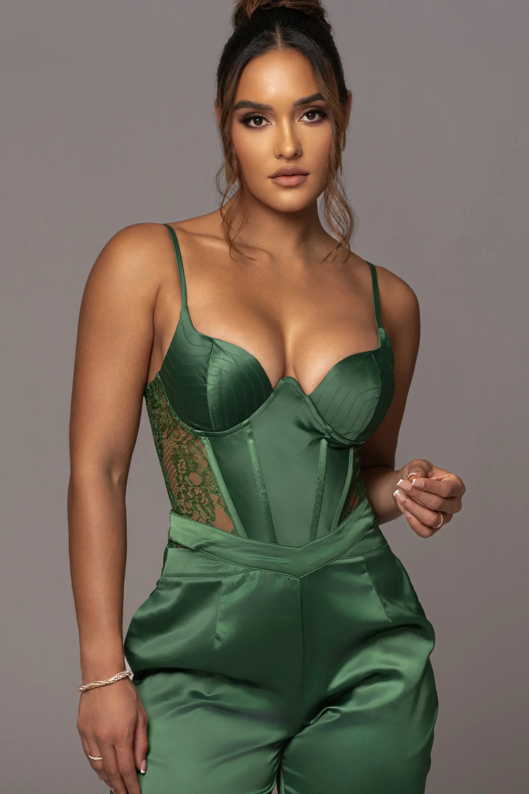 JLUXLABEL Green Incomparable Lace Bodysuit