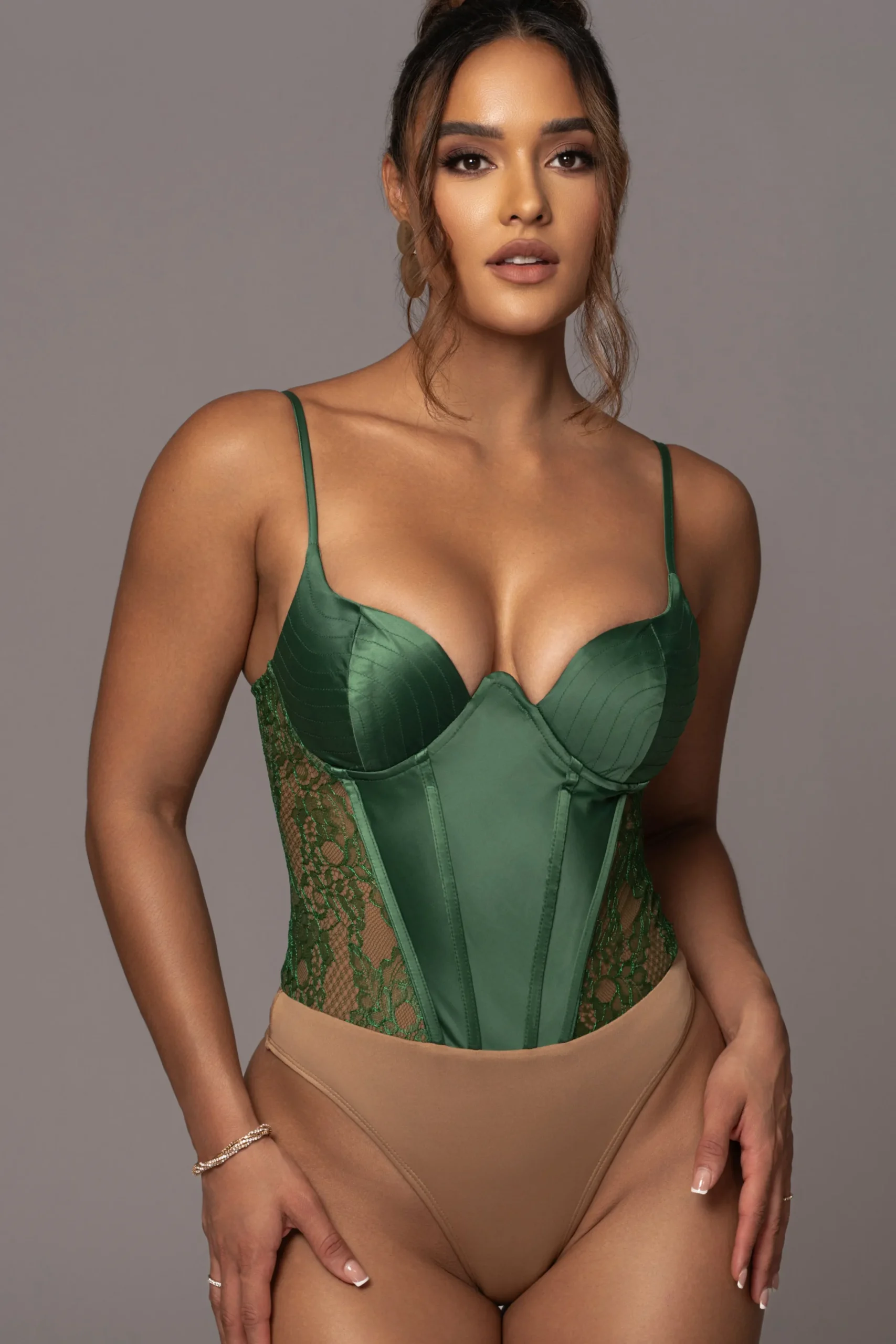 JLUXLABEL Green Incomparable Lace Bodysuit