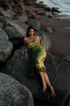 JLUXLABEL Green Iridescent Visions Of You Dress