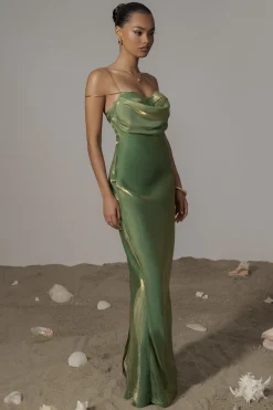 JLUXLABEL Green Iridescent Visions Of You Dress