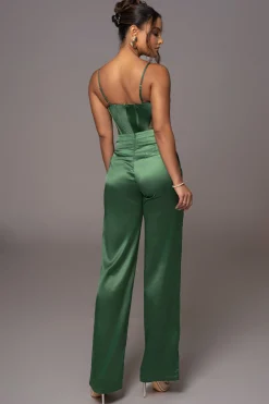 JLUXLABEL Green Joana Cutout Satin Trousers