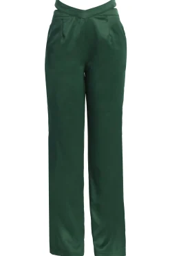 JLUXLABEL Green Joana Cutout Satin Trousers