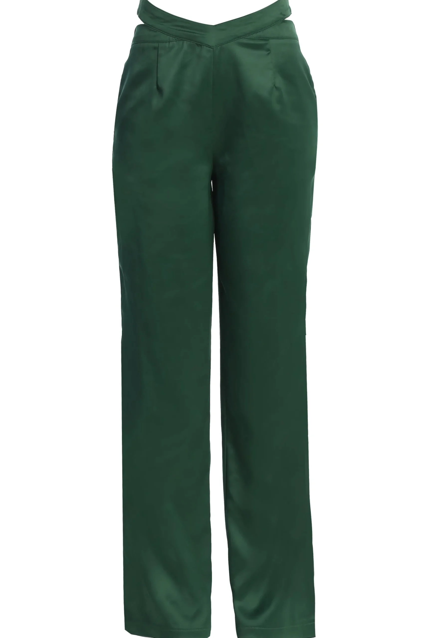 JLUXLABEL Green Joana Cutout Satin Trousers