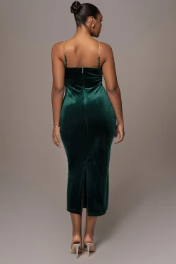 JLUXLABEL Green JOSANNA VELVET MIDI DRESS