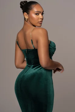 JLUXLABEL Green JOSANNA VELVET MIDI DRESS