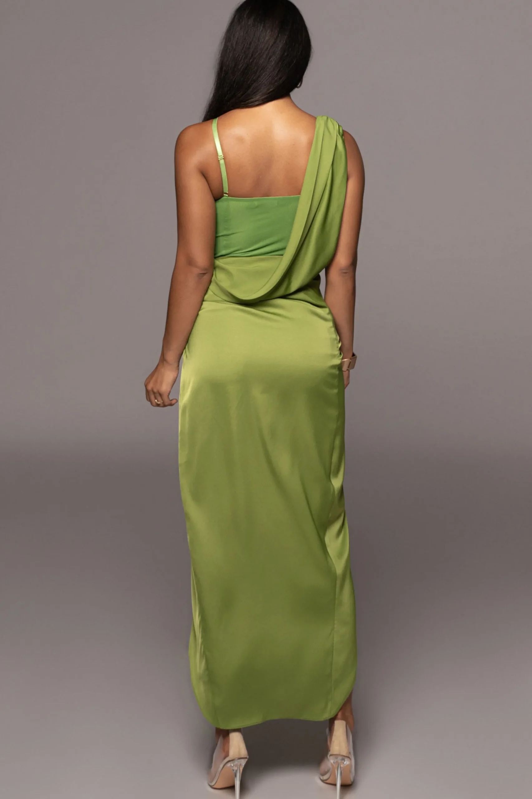 JLUXLABEL Green KRISTIANA SLIT DRESS