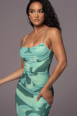 JLUXLABEL Green Naylene Ruched Dress