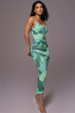 JLUXLABEL Green Naylene Ruched Dress