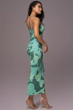JLUXLABEL Green Naylene Ruched Dress