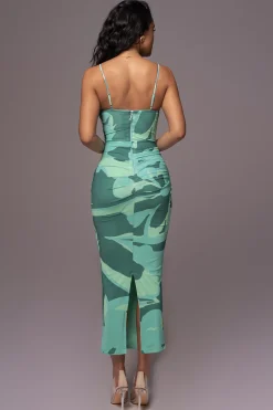 JLUXLABEL Green Naylene Ruched Dress