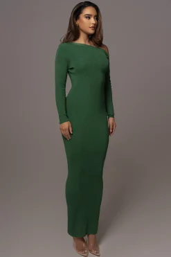 JLUXLABEL Green Night Shimmers Asymmetrical Maxi Dress