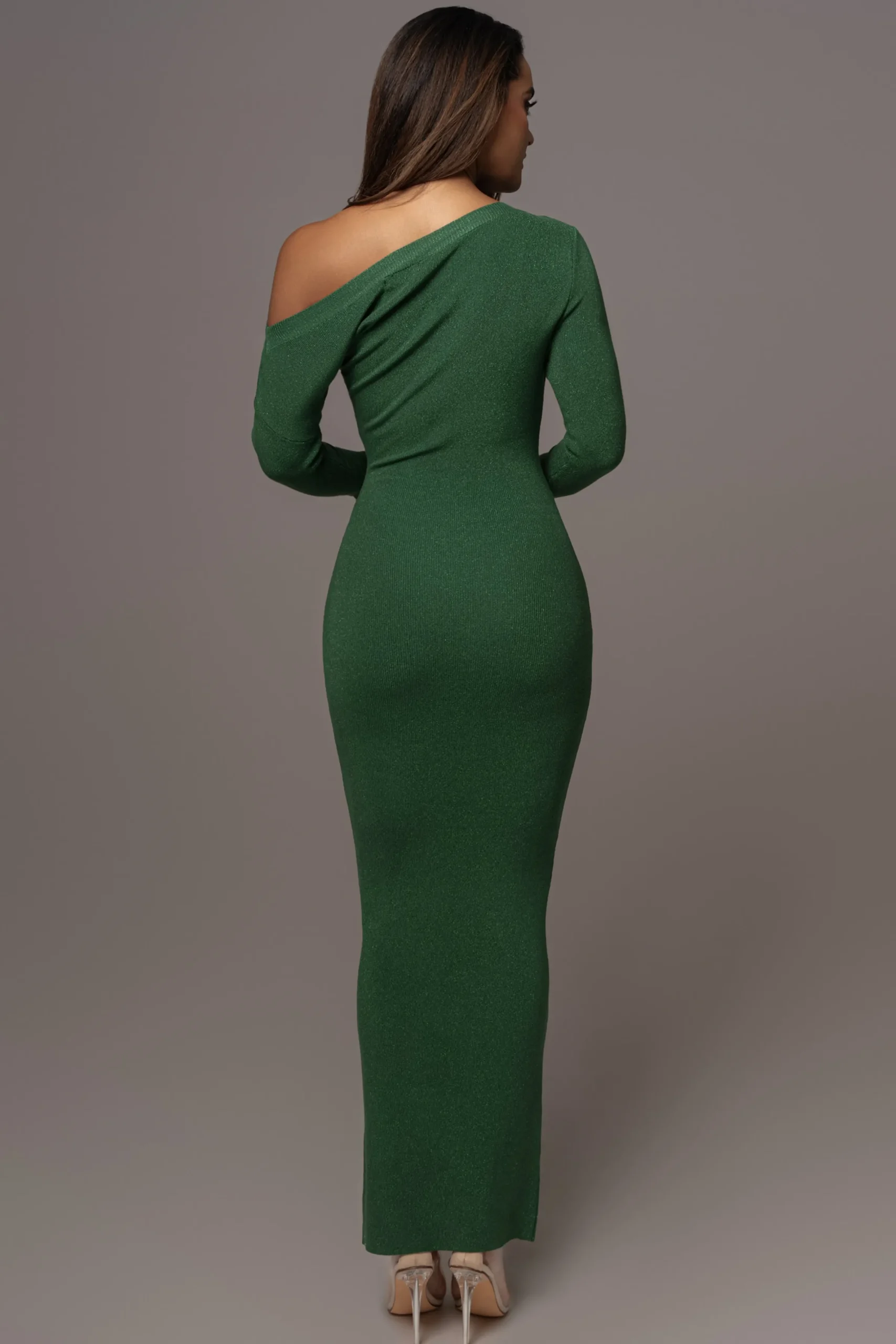 JLUXLABEL Green Night Shimmers Asymmetrical Maxi Dress