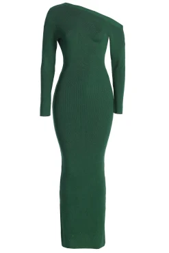 JLUXLABEL Green Night Shimmers Asymmetrical Maxi Dress